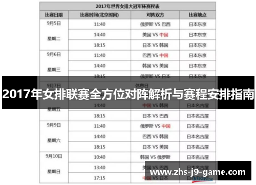 2017年女排联赛全方位对阵解析与赛程安排指南